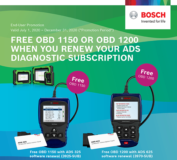 ADS Diagnostics Subscription Renewal Promotion Bosch Diagnostics